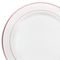 thumbnail image 5 of " OCCASIONS " 120 Plates Pack,(60 Guests) Heavyweight Premium Wedding Party Disposable Plastic Plates Set -60 x 10.5'' Dinner + 60 x 7.5'' Salad / Dessert (White & Rose Gold Rim), 5 of 9