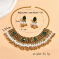 thumbnail image 4 of Bohemian Indian Bride Wedding Jewellery Set for Women Traditional Oxidized Ethnic Style Necklace Dangle Earring Tassel Beaded Cubic Zirconia Choker Tribal Bollywood Jhumka Jewelry Gift, 4 of 6