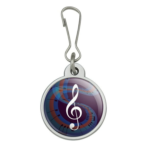 Treble Clef on Music Notes Jacket Handbag Purse Luggage Backpack Zipper Pull Charm