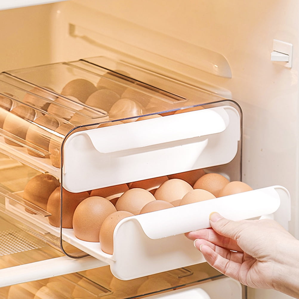 OULII Fridge Organizer Eggs White PP with Ventilation System for Pantry Use 1Pcs