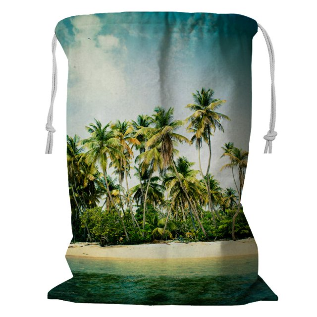 ABPHQTO Cesta de almacenaje Tropical Island Bolsa para la colada con cordón 45x60 cm