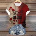thumbnail image 2 of YDFCWXW Women Halloween Shirts Solid Shirt Spooky Tshirt Fall Eyeballs Graphic Tees Casual Short Sleeve Tops Red, S, 2 of 6