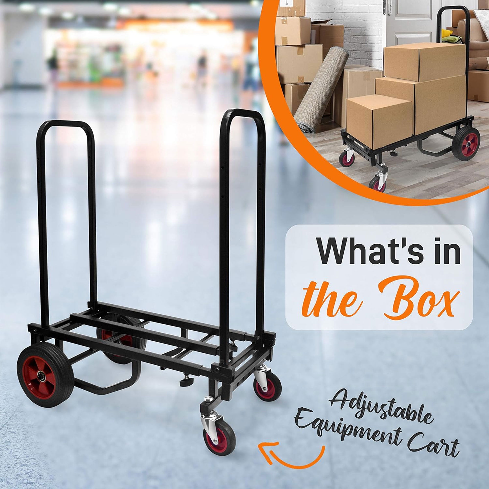 Pyle Compact Adjustable Folding Hand Truck Dolly Platform Multi Cart, Black