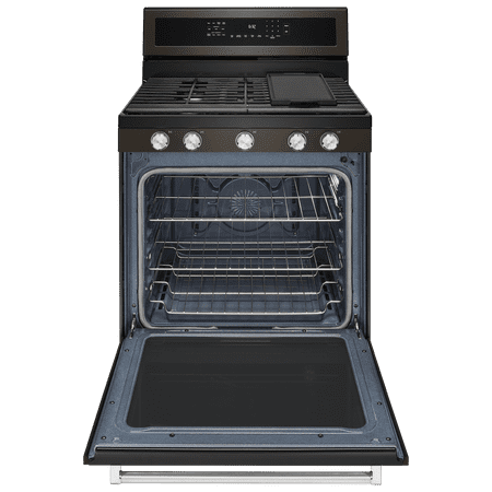 KitchenAid - 5.8 Cu. Ft. Self-Cleaning Freestanding Gas True Convection Range with Even-Heat - Black stainless steel