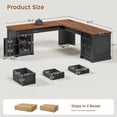 thumbnail image 2 of SEDETA Large L Shaped Desk with 4 Wood Drawers, 67"x 67" Executive Desk with File Drawers & Storage Cabinet, Farmhouse Corner Computer Desk with Power Strip for Home Office, Black & Brown, 2 of 9