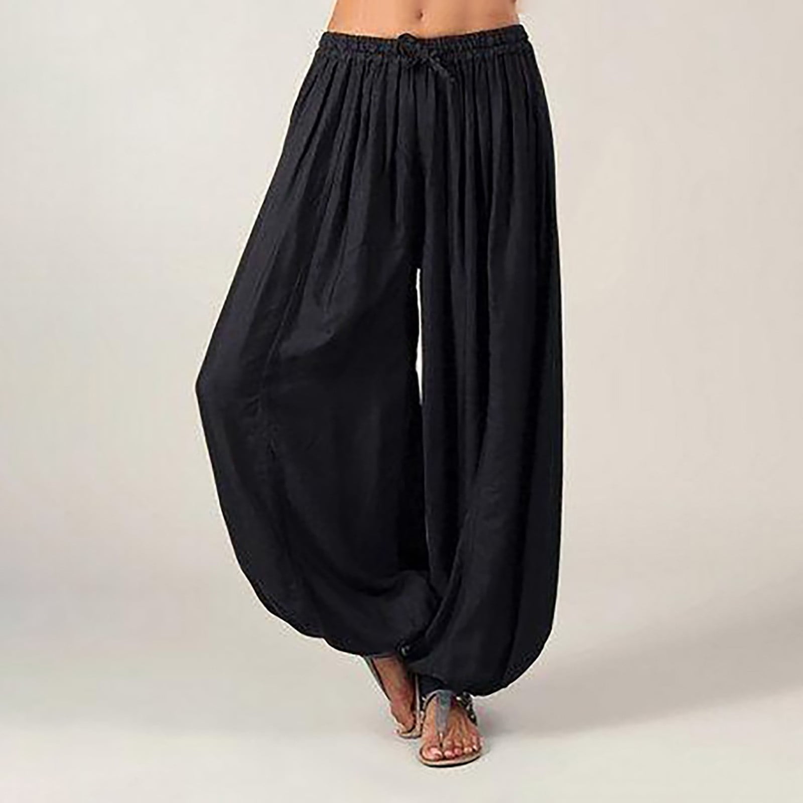 Pxiakgy pants for women Women Plus Size Solid Color Casual Loose Harem Yoga Pants Women Trousers Black + XL - Walmart.com