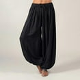 thumbnail image 3 of AWXNJUX Linen Pants Women Women Plus Size Solid Color Casual Loose Harem Pants Yoga Pants Women Trousers Pants Womens Womens Pants (Black,S), 3 of 5
