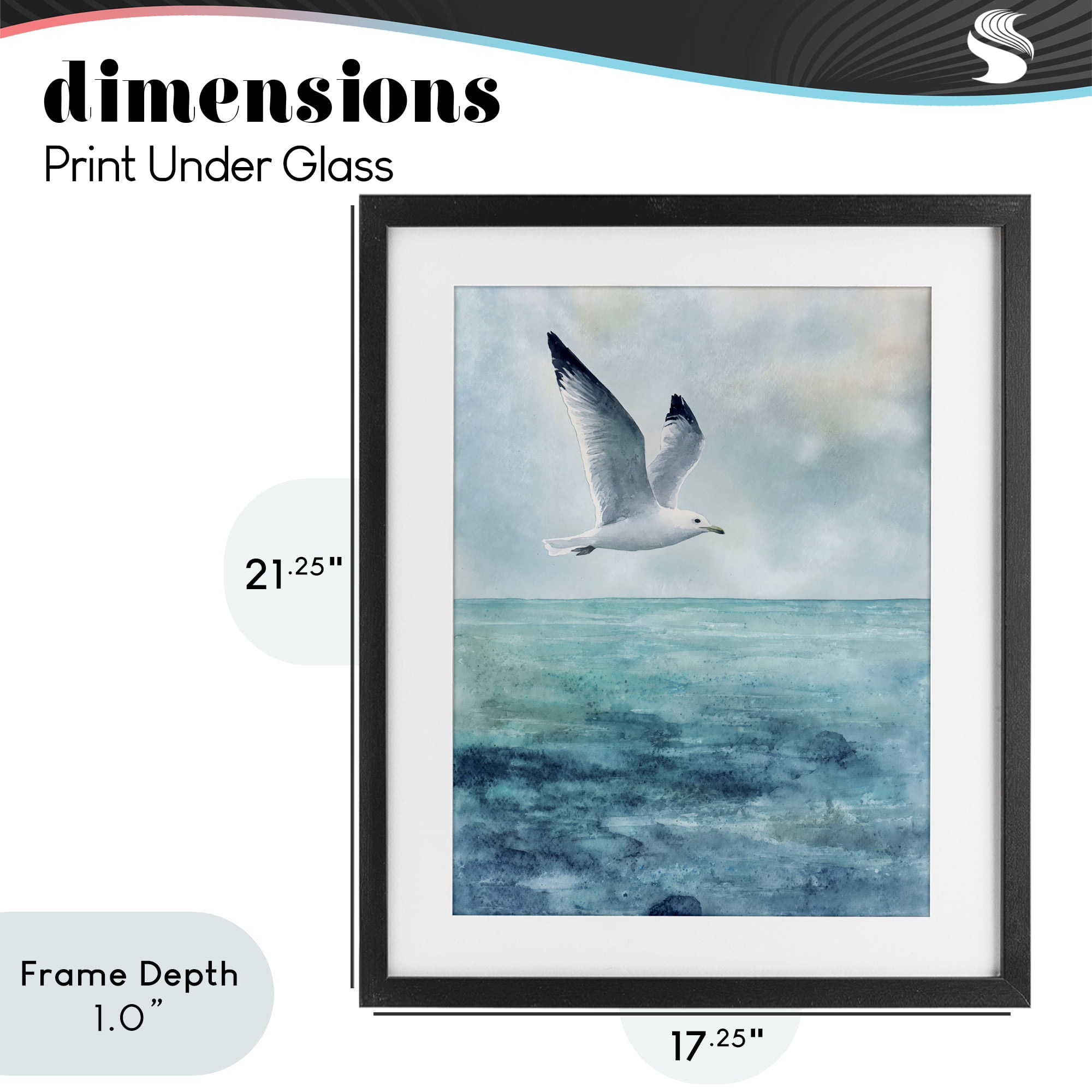 Stupell Industries Seagull With Black Tips Black Framed Print Under Glass, design by Franklyn Gregory