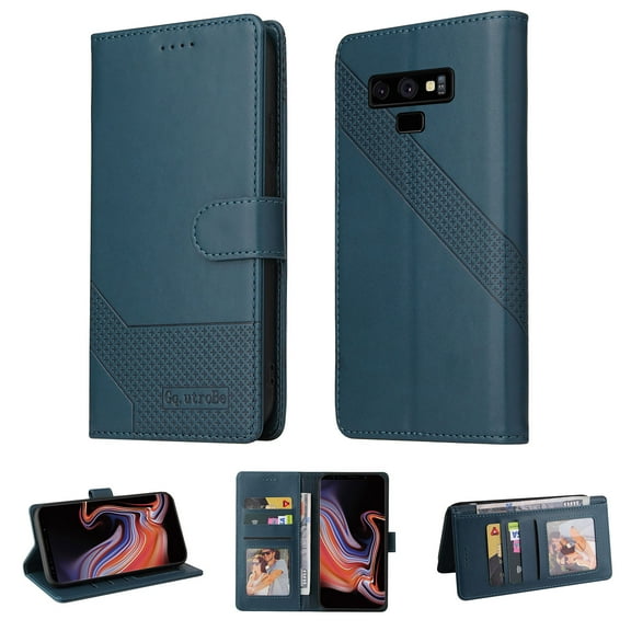 Wallet Case for Galaxy Note 9 Credit Card Holder, [Shockproof Interior Case] Premium PU Leather With Strap Kickstand Magnetic Closure Flip Folding Cover Compatible with Samsung Galaxy Note 9,
Blue