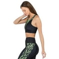 thumbnail image 2 of Women's Vertical Zebra Printed Activewear Sports Bra, Green, L, 2 of 5
