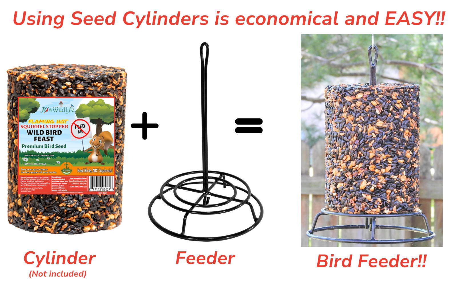 JCs Wildlife Bird Seed Cylinder Feeder