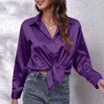 thumbnail image 4 of Silky Long-Sleeve Satin Blouse Women'S Satin Silk Button-Down Shirt Casual Loose Office Work Top Breathable for Everyday Workwear, 4 of 6