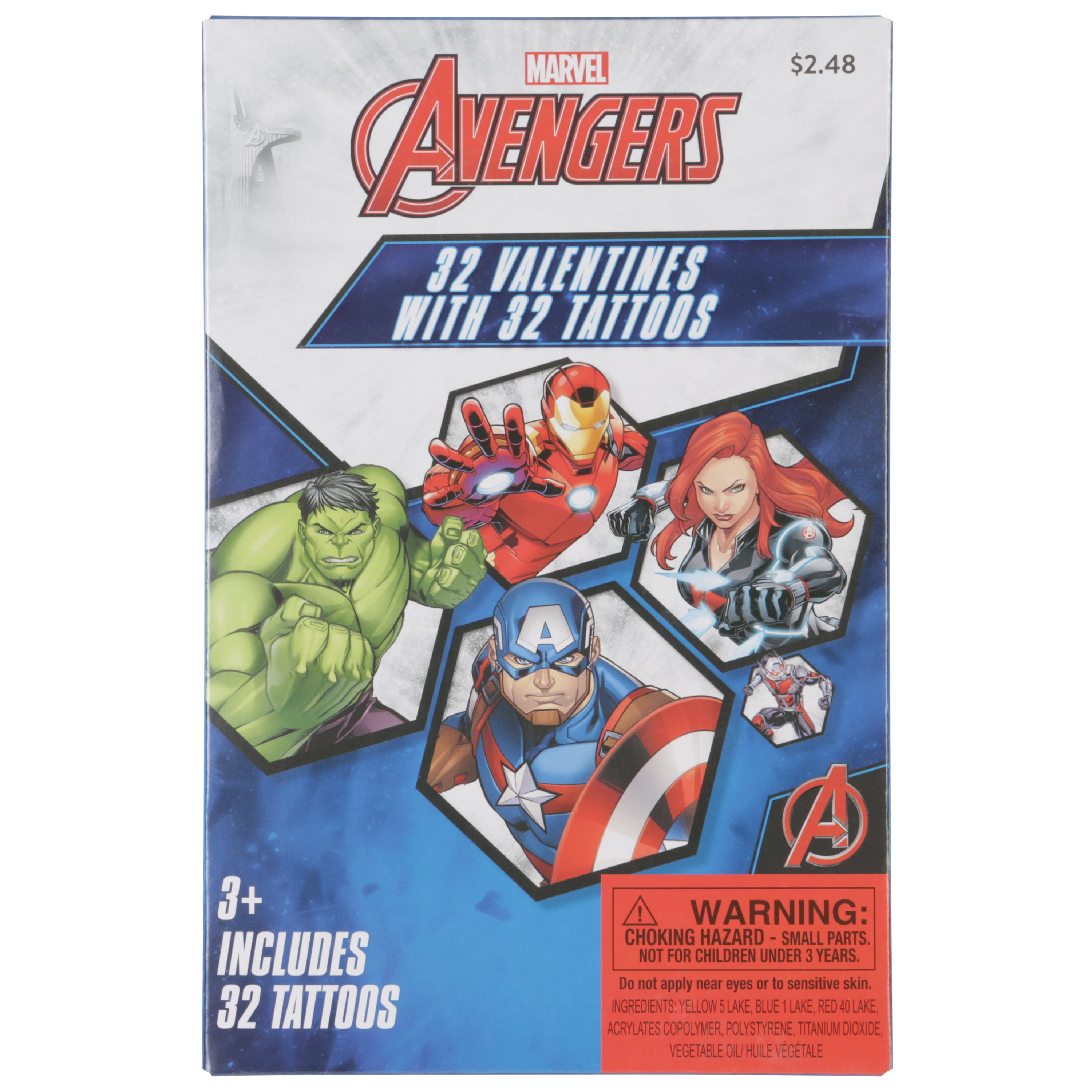 32 Count Marvel Avengers Assemble Hallmark Valentines Day Cards & Stickers Party 