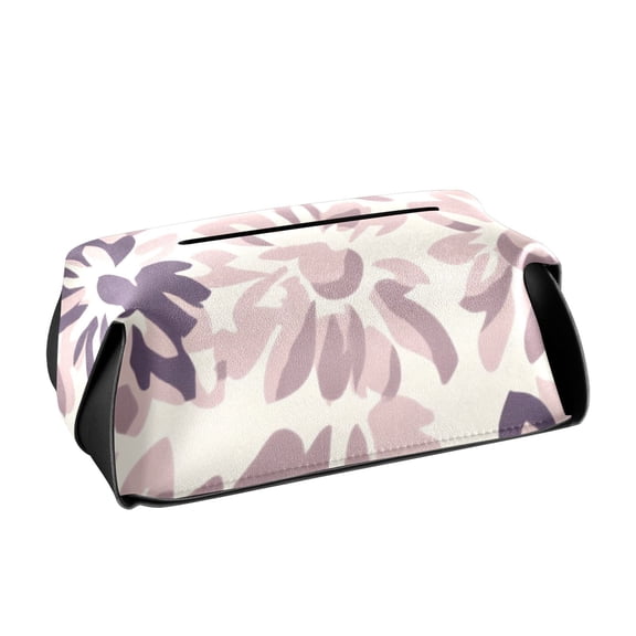 Floral in Purple and Gray Tones Tissue Box Cover Leather Square Rectangle Tissue Box Holder for Bathroom Living Room Desk Office Decor