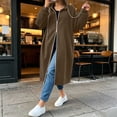 thumbnail image 5 of Perfectbot Women's Full Zip Maxi Length Hooded Sweatshirt Coat, Oversized Drop Shoulder Long Hoodie Duster Jacket, 5 of 7