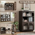 thumbnail image 5 of 46" Bookshelf and Bookcase, Brown Small Bookcase with Glass Door, 3 Tier Mid-Century Book Shelves w/ Deep Storage Cabinet and Adjustable Shelves, Wood Standing Small Book Shelf for Office Kitchen, 5 of 7