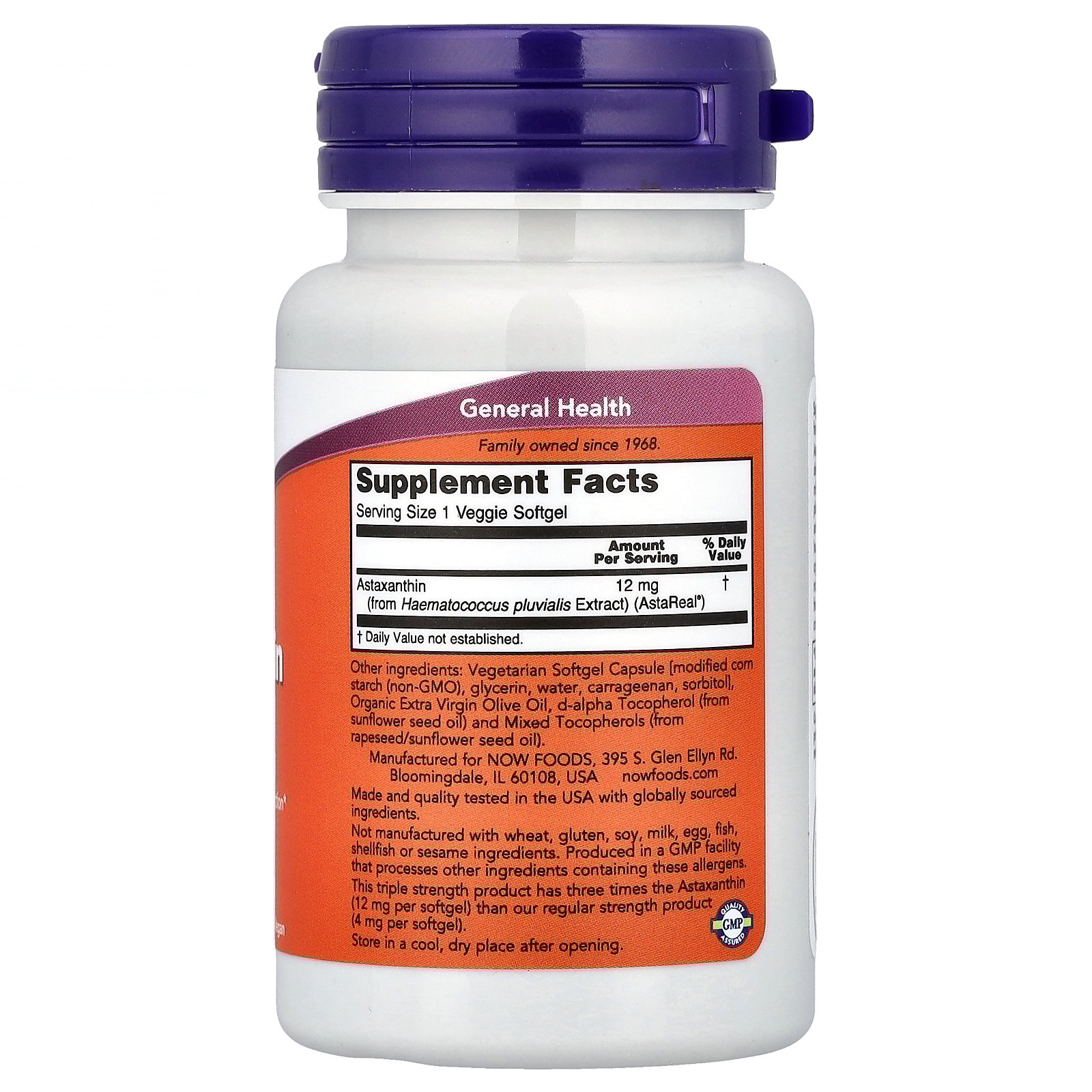 thumbnail image 4 of NOW Foods Astaxanthin, 12 mg, 60 Veggie Softgels, 4 of 4