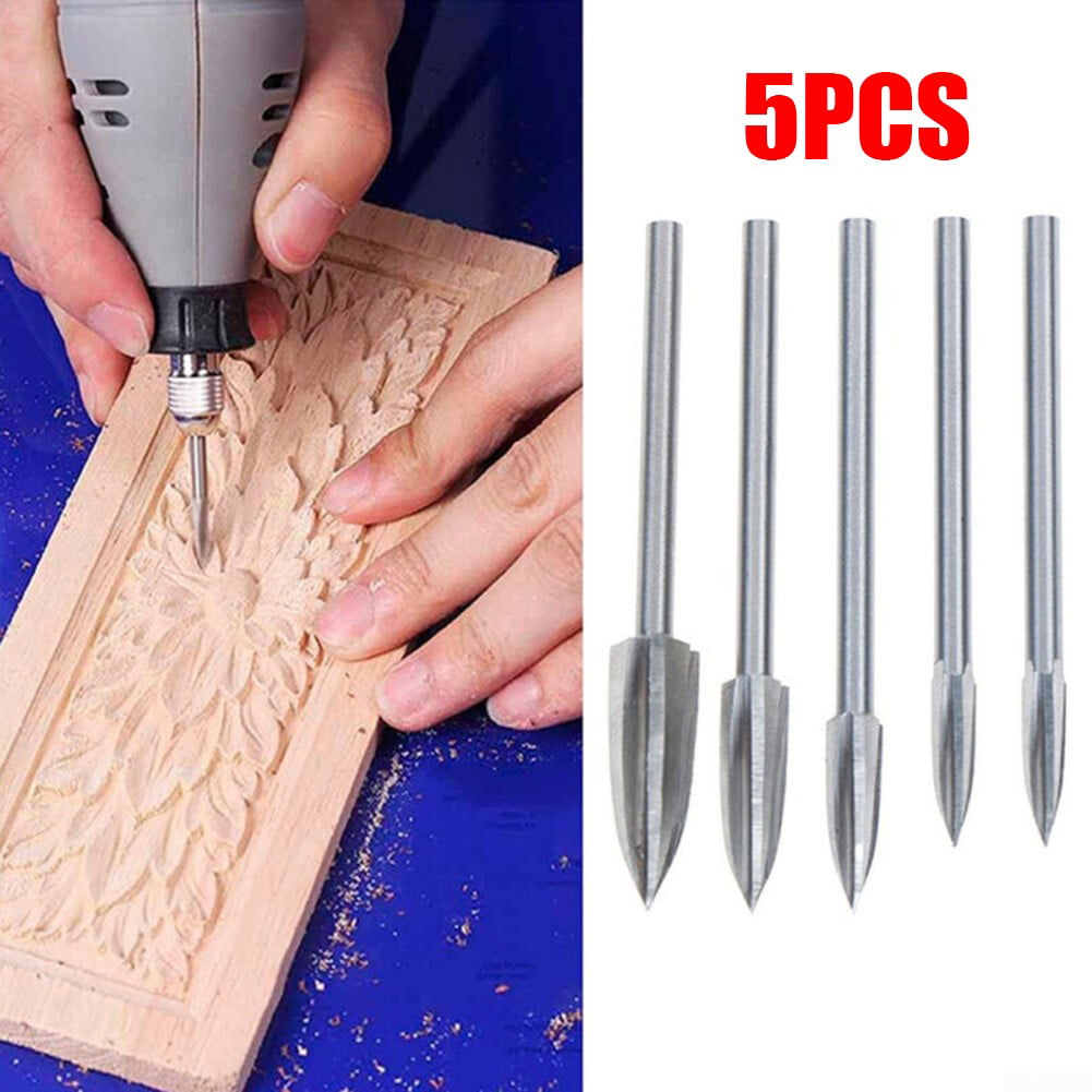 5PCS Wood Carving And Engraving Drill Bit Milling Cutter Carving Root Tools @I