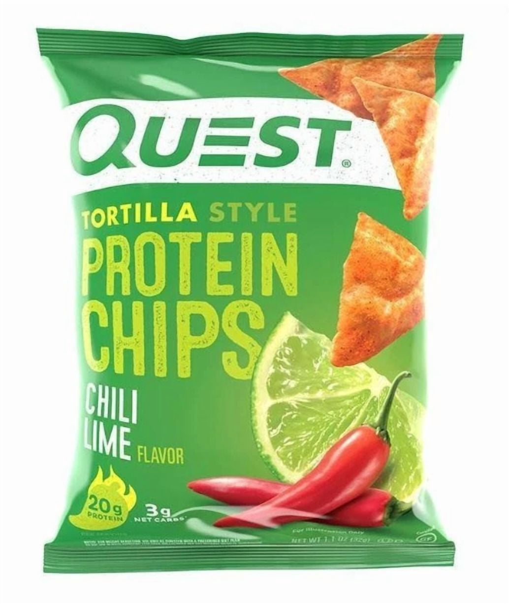 (4 pack) Quest Tortilla Style Protein Chips with 20g of Protein, Chili Lime Flavor, 1.1 Oz, Single