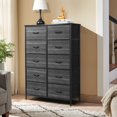 thumbnail image 2 of PAPROOS Fabric Dressers for Bedroom, 10 Drawer, Black Wood Grain, 2 of 12