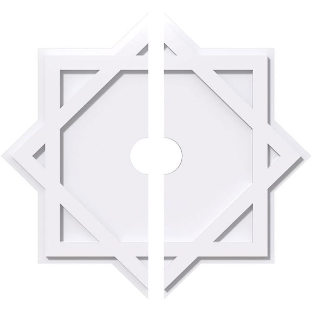 Ekena Millwork CMP40AL2-05000 40 in. OD x 5 in. ID Square Axel Architectural Grade PVC Contemporary Ceiling Medallion - 2 Piece