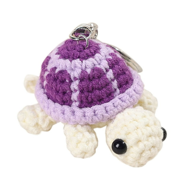Purple Hand Knitted Turtle Keychain Crochet Doll Keyring Cute Animal Pendant For Backpack Bag Decoration Unique Gift For Kids And Friends Soft Yarn Craft Accessory
