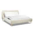 thumbnail image 3 of JERFIT King Size Upholstered Platform Bed with Curved Headboard, No Box Spring Needed, Beige Chenille Fabric Wood Frame, 3 of 7