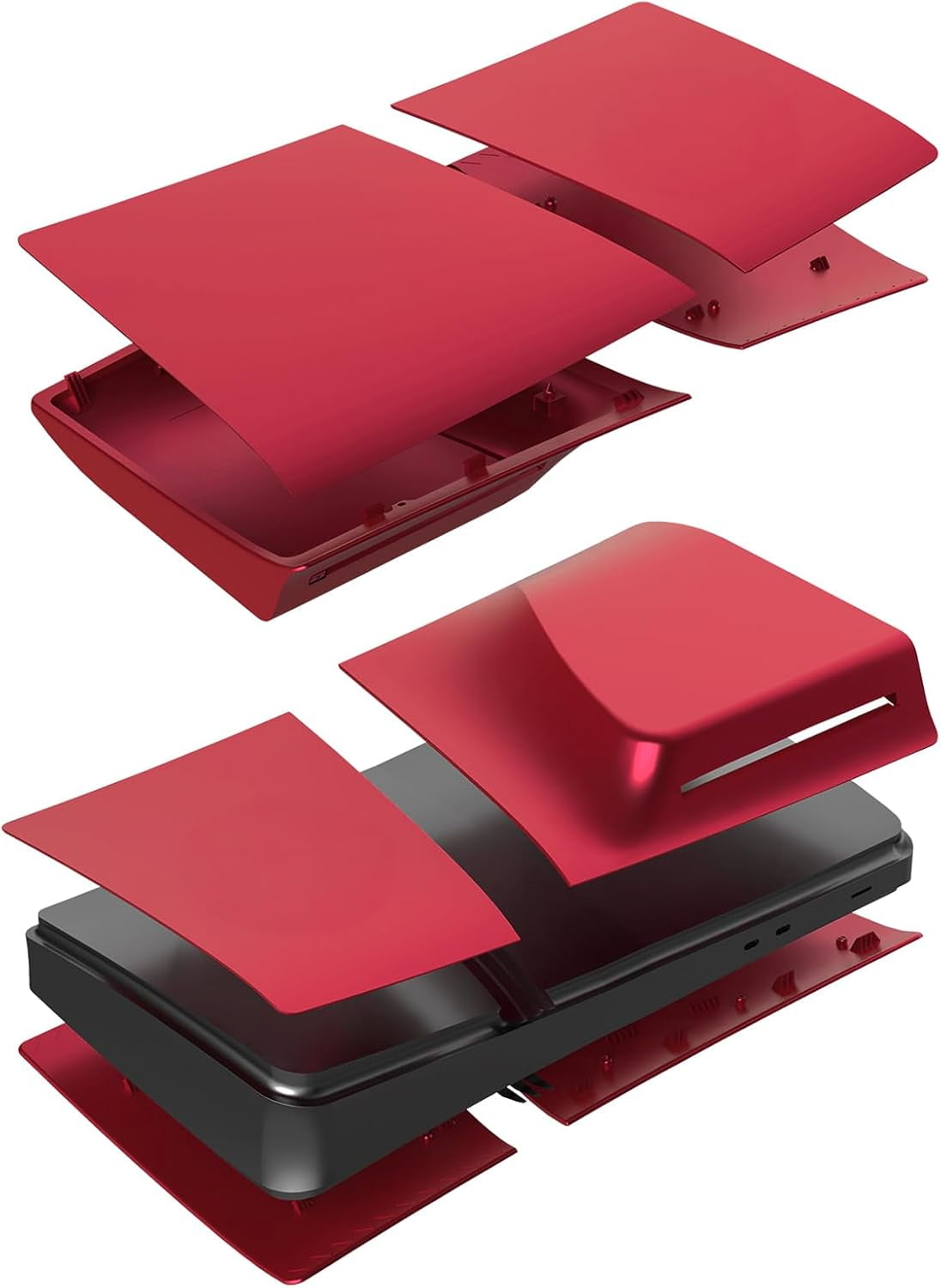 Pro Disc Edition Cover Plates for PS5 Pro Console, Shell Panels Compatible with PlayStation 5 Pro Accessories Protective Replacement Faceplate (Red)