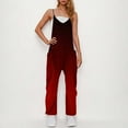 thumbnail image 2 of QATAINLAV Jumpsuits for Women Casual Dressy Sleeveless Overalls Loose Long Wide Leg One Piece Pants Colorblock V Neck Jumpers with Pockets, Wine, XXXL, 2 of 8