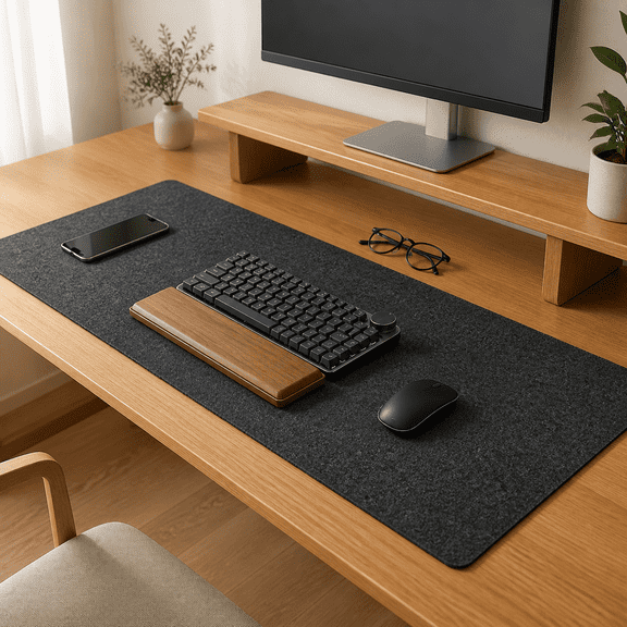Non-Slip Felt Desk Mat – Non-Slip Computer Keyboard Pad for Office and Home, Dark Gray, 36 x 12 Inches