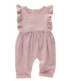 thumbnail image 4 of Summer Rompers For Girls Ruffles Sleeveless Solid Tiered Swing Jumpsuits Onesie Outfit Pink Infant Boy Clothes, 4 of 4