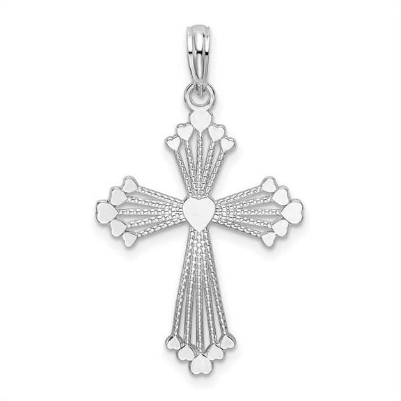 Finest Gold Sterling Silver Polished Heart Cross Pendant