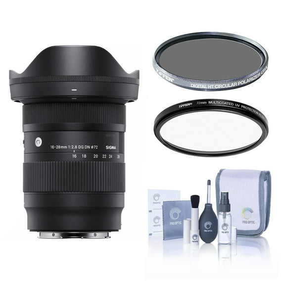 Sigma 16-28mm f/2.8 DG DN Contemporary Lens for Sony E, Bundle with Tiffen 72mm UV and CPL Filters