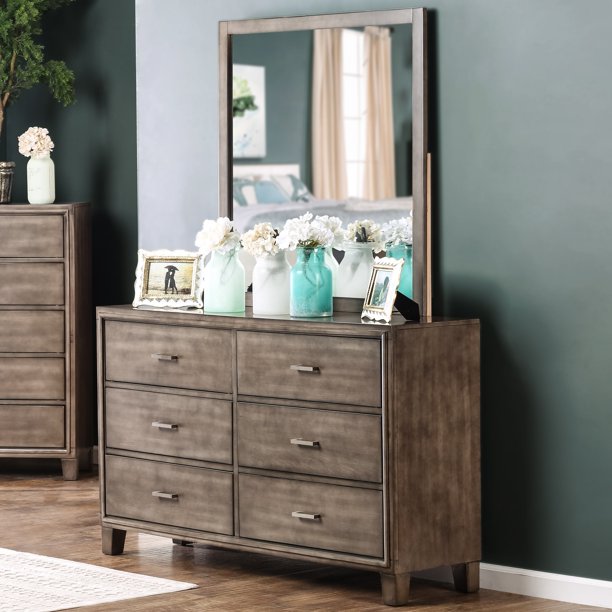 Furniture of America Malt Rustic Grey 2piece Dresser and Mirror Set