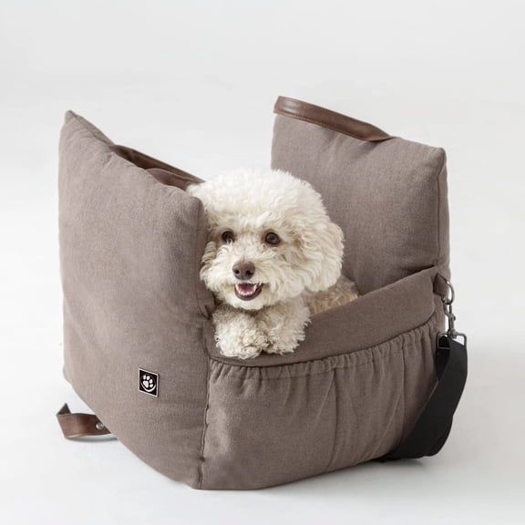 PawsPik Convertible Plush 3-in-1 Pet Carrier, Dog Travel Bed & Car Seat, Chestnut Brown, Medium