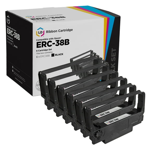 LD Compatible POS Ribbon Cartridge Replacement for Epson ERC-38B (Black, 6-Pack)