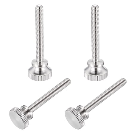 Uxcell 8Pcs M4x30mm Knurled Thumb Screws, 304 Stainless Steel Flat Head Thumb Screws with Shoulder Grip Knobs, Hand Tighten Bolts Fasteners - Machine Mounting Use, Silver
