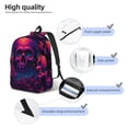 thumbnail image 5 of Naloa Canvas Backpack for Men Women Purple-Red Skull Print Rucksack Casual Travel Daypack Large and Small Durable College Tote Satchel Bookbag for Teens, 5 of 8