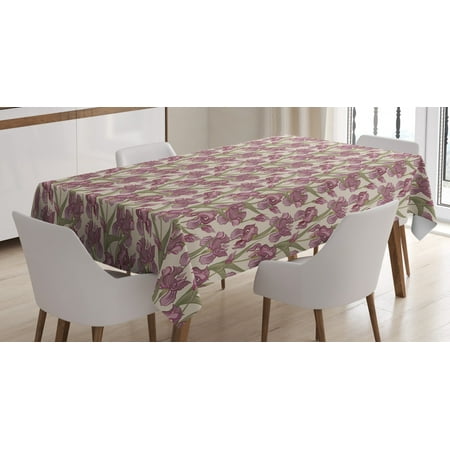 

Flower Tablecloth Blossoming Flower with Foliage Ornate Springtime Season Peonies Rectangular Table Cover for Dining Room Kitchen 52 X 70 Pale Green Dried Rose Eggshell by Ambesonne