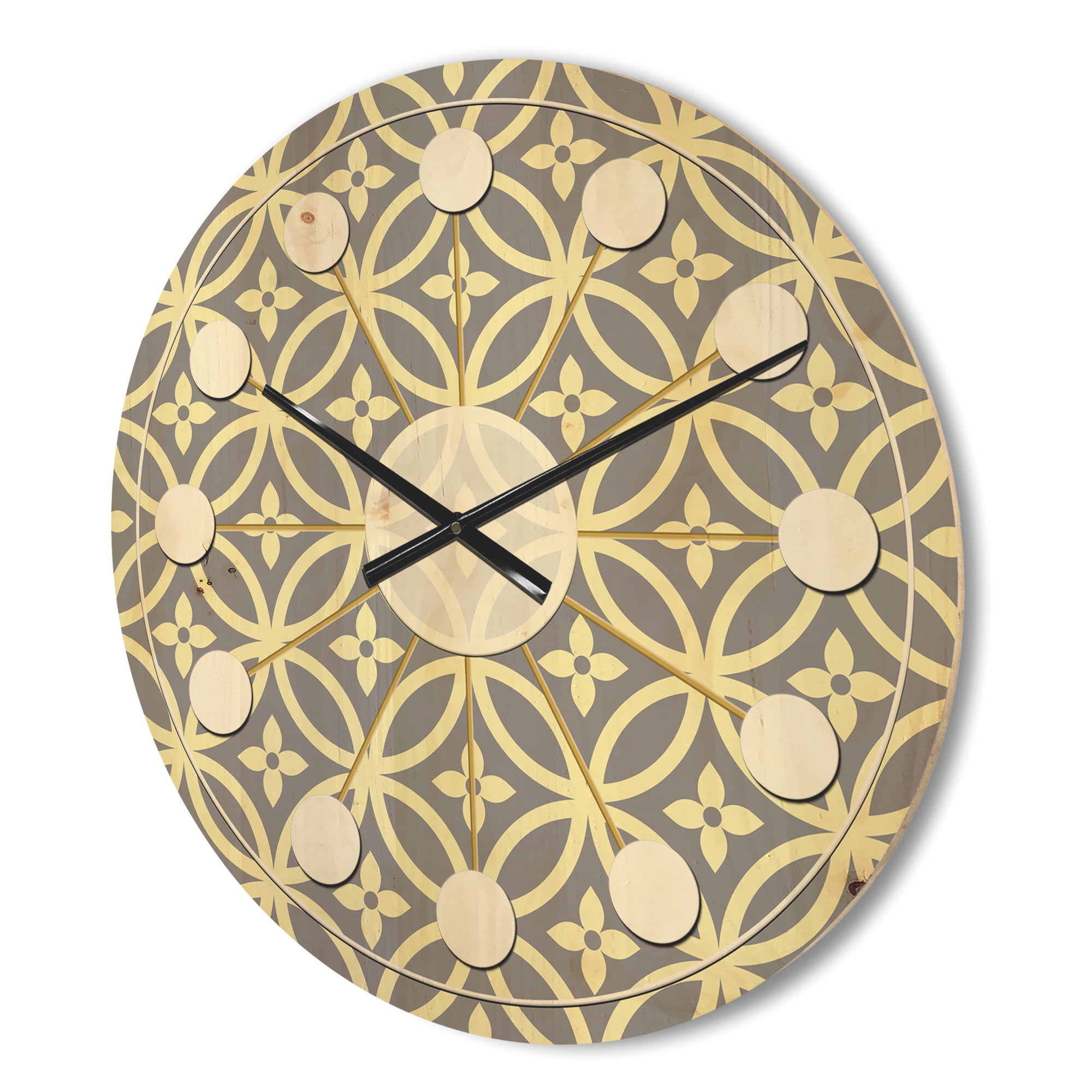 Designart 'Ornamental Retro Pattern II' Mid-Century Modern Wood Wall Clock