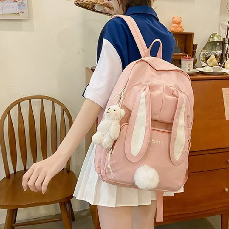 Bunny Backpack, Cute Fashion Casual Sweet Large Capacity Rabbit Ear Nylon  Backpack