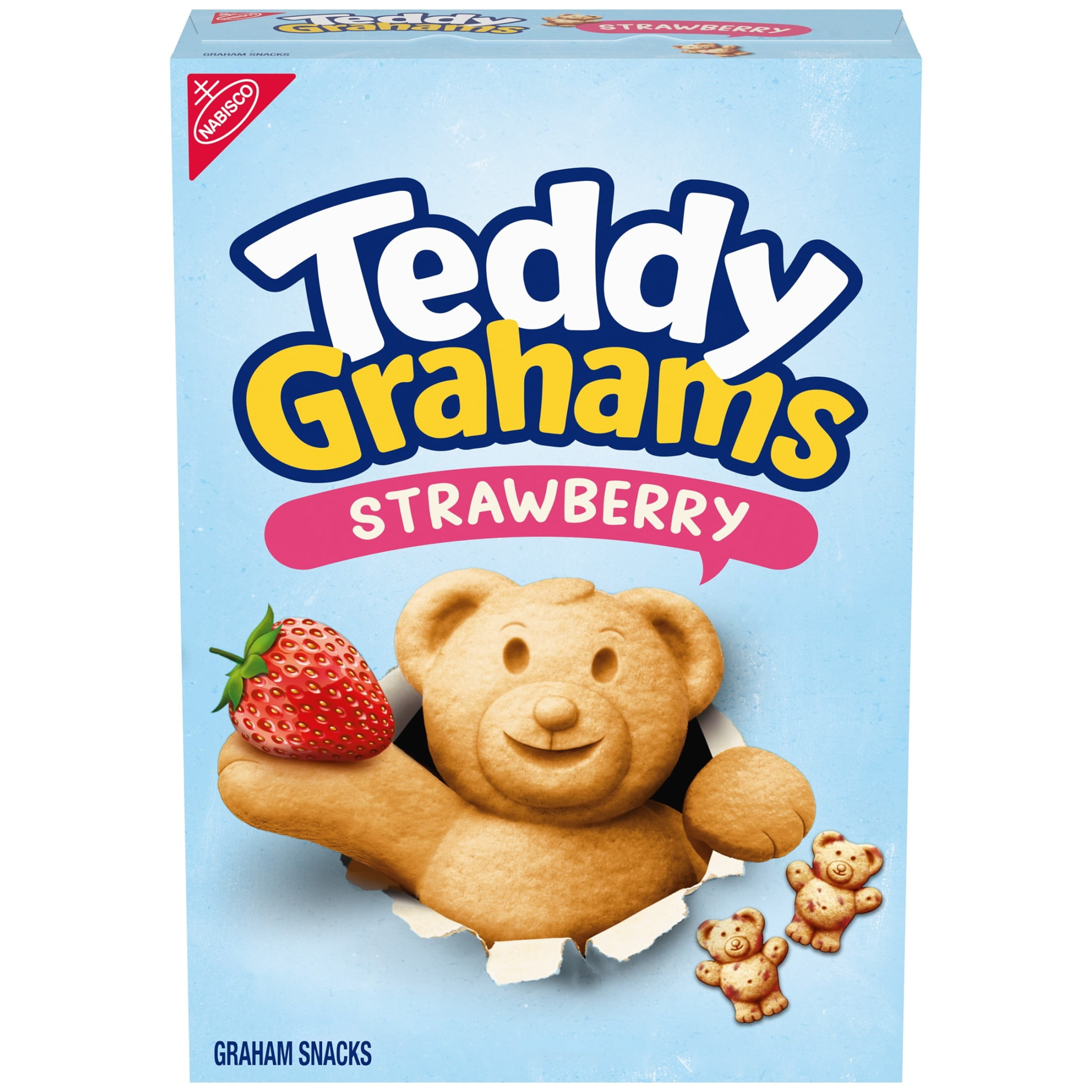 (3 pack) TEDDY GRAHAMS Strawberry Flavor Graham Snacks, Kids Snacks, 10 oz
