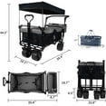thumbnail image 3 of CoSoTower Collapsible Wagon 140L Wagons Carts Foldable with Removable Canopy, Folding Wagon Cart with Wheels for All-Terrain with Brake, Foldable Wagon with Cooler Bag, for Camping Beach Shopping, 3 of 7