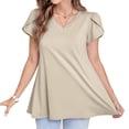 thumbnail image 6 of Womens Summer Blouses V Neck Loose Dressy Shirts Petal Short Sleeve Plus Size Tunic Tops, 6 of 7