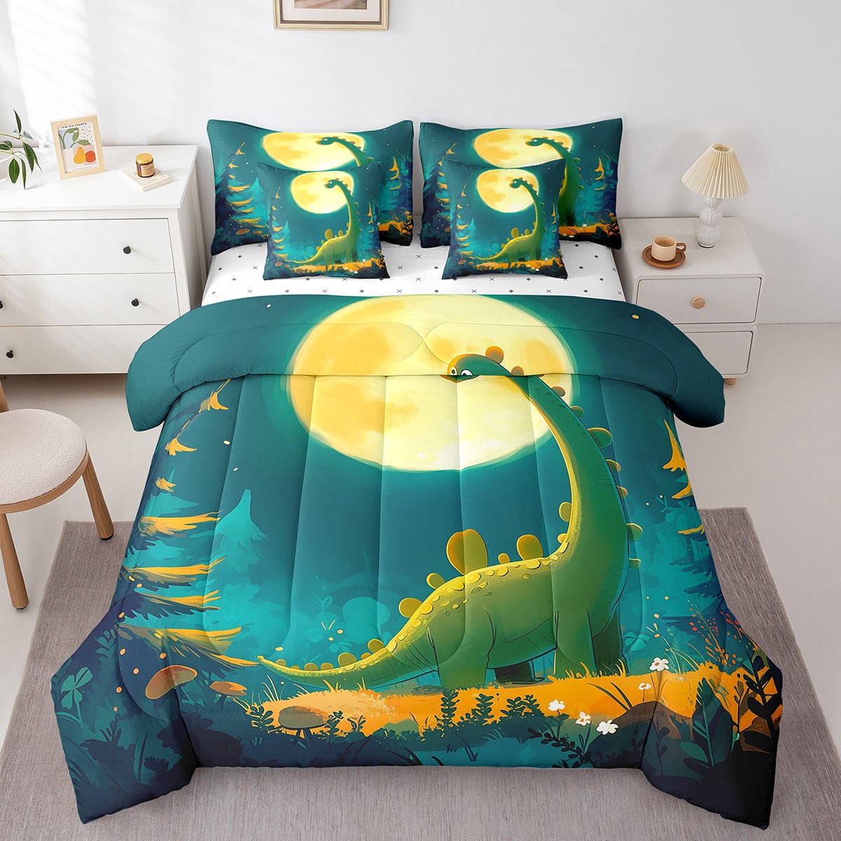 Comforter Cover Dinosaur Bedding Twin Alex Bella Dino Forest Green
