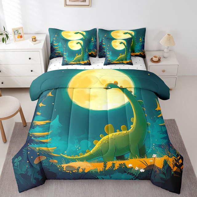 YST Cute Dinosaur 7 Pieces Comforter Set Wild Animal Bedding, Twin