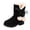 Black, variant on LYHao Winter Kids Boots With Bow For Girls Cozy Warm Boots For Everyday Play And Easy On/Off Comfort ,Girls Boots Sizes 6 Black(12-12.5 Years)
