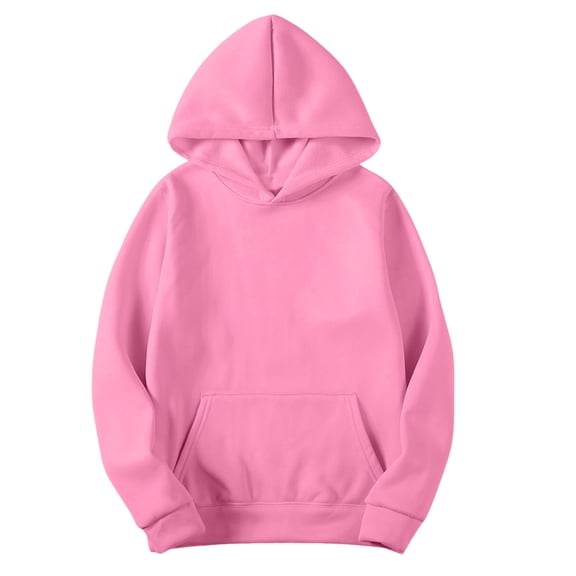 Resicozy Hoodies for Men Sweatshirts Solid Color Hooded Pullover Casual Long Sleeve Tops Fall Winter Fit Top with Pockets Pink M