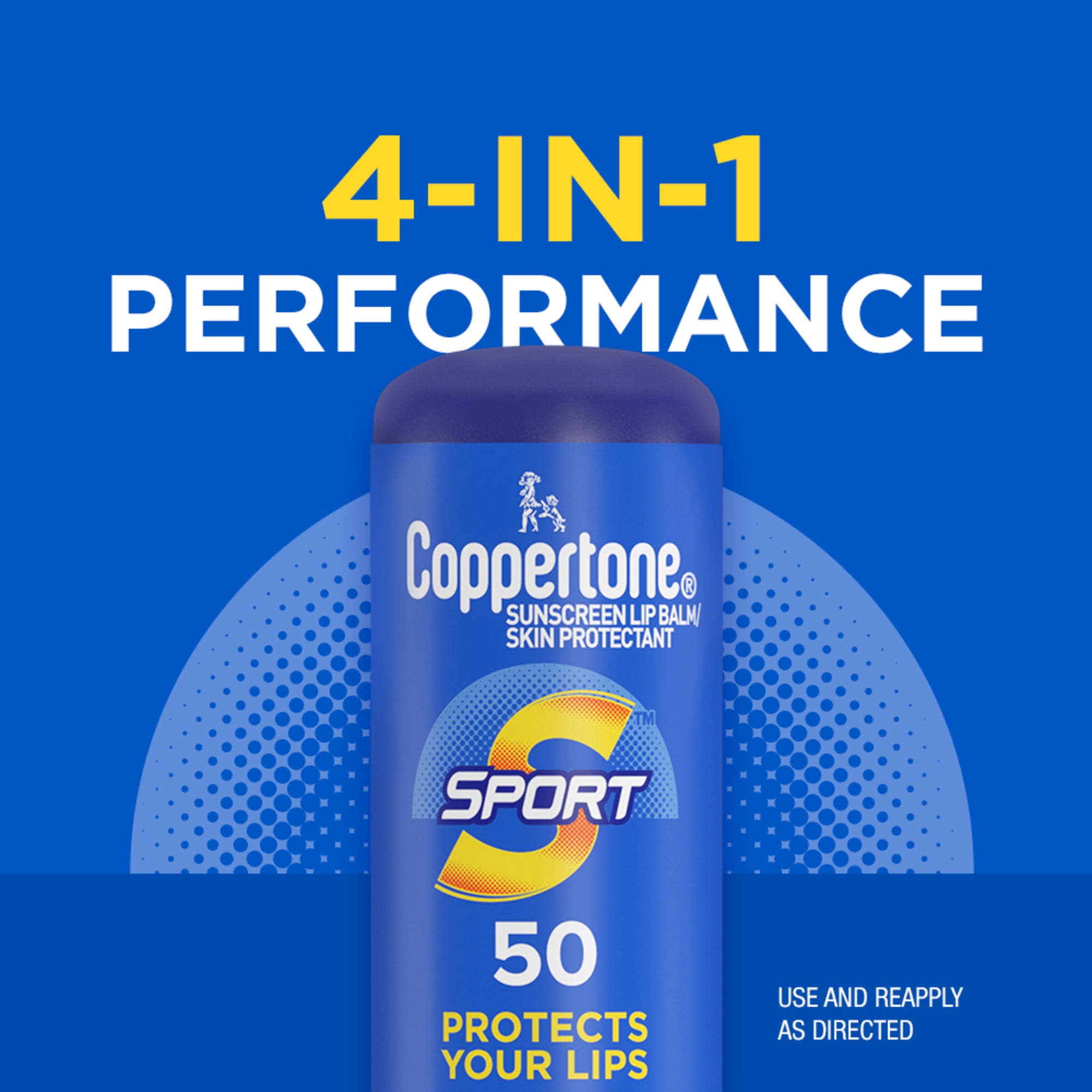 Coppertone Sport SPF 50 Sunscreen Lip Balm, Lip Sunscreen, Lip Balm with SPF, 0.13 oz