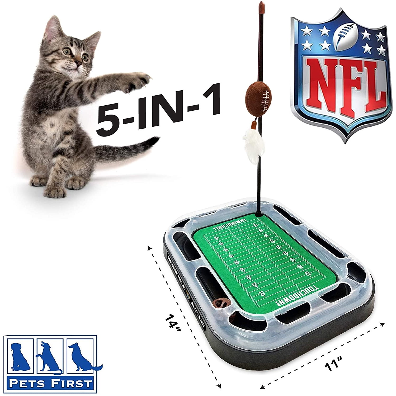 NFL Jacksonville Jaguars CAT Scratcher Toy with Catnip Plush & Feather Cat and Kitty Toy